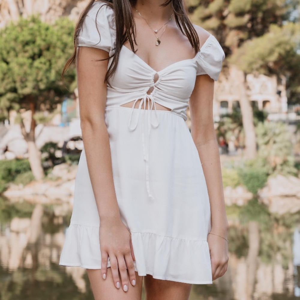Bershka White Off-Shoulder Dress